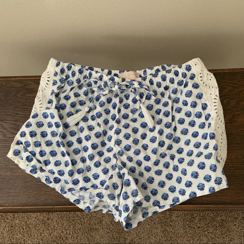 Love by Gap Sleep Shorts Lace Greek Blue & White S